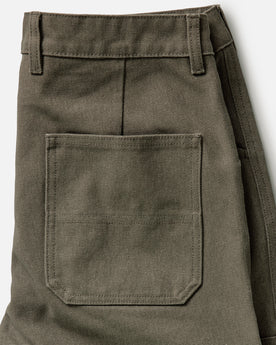 material shot of the back pocket on The Chore Pant in Stone Chipped Canvas, Bottoms by Taylor Stitch