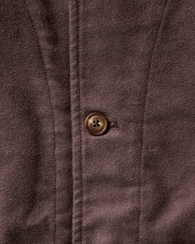 material shot of the buttons on The Clark Bomber in Soil Moleskin, Outerwear by Taylor Stitch