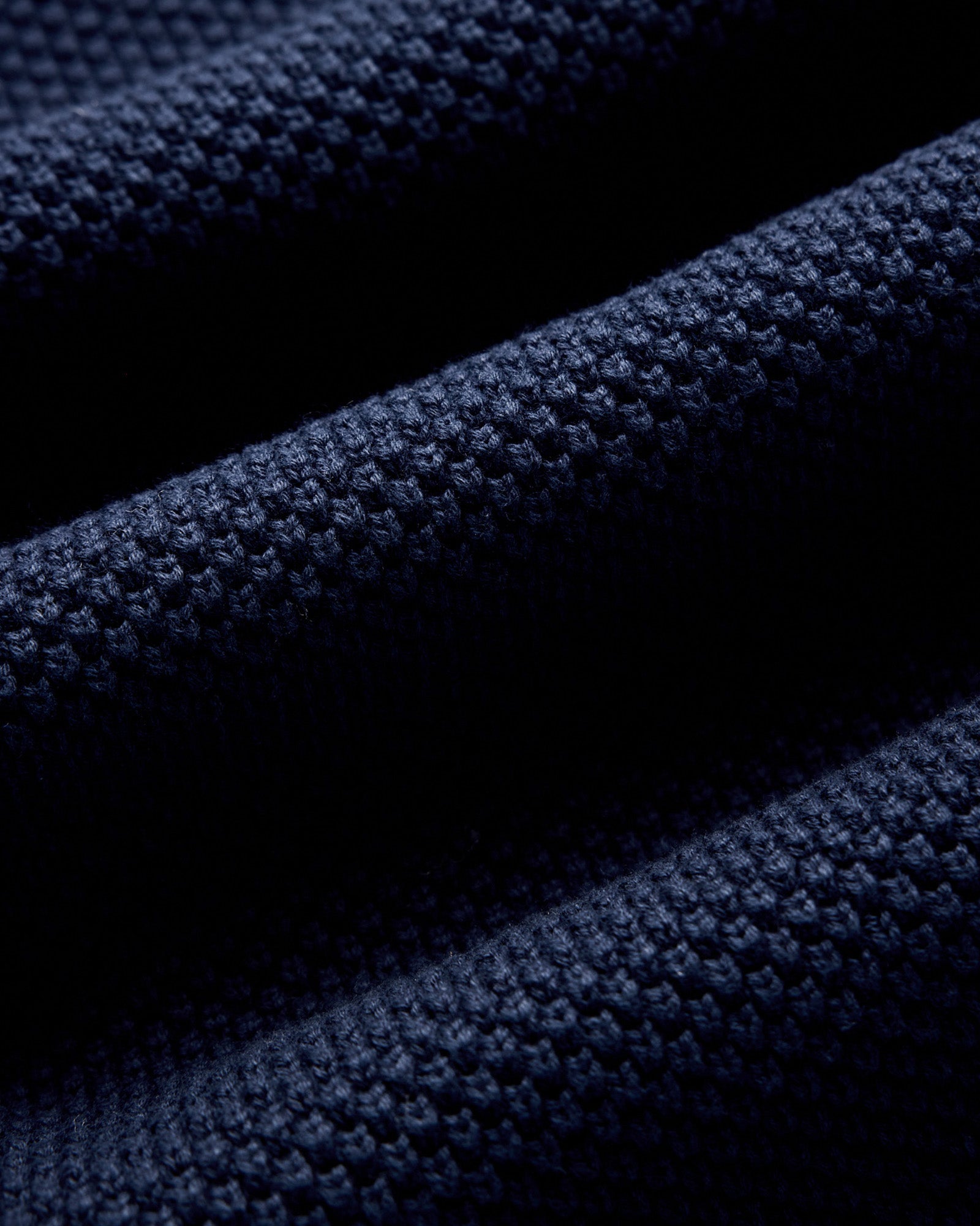 material shot of the fabric on The Crawford Sweater in Navy, Knits by Taylor Stitch