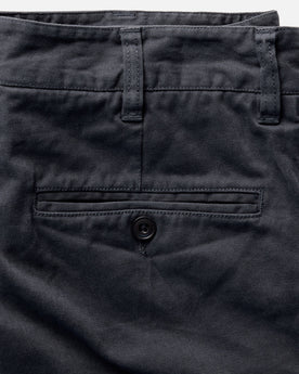 material shot of the back pocket on The Democratic Foundation Pant in Organic Navy, Bottoms by Taylor Stitch