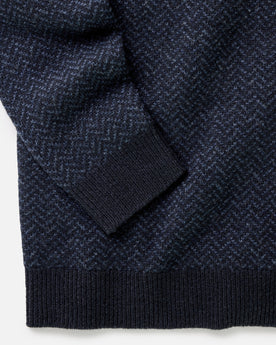 material shot of the cuff on The Eddy Crew in Heather Marine Herringbone, Knits by Taylor Stitch