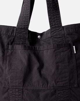 front image of the pocket on The Foundation Tote in Organic Faded Black, Accessories by Taylor Stitch