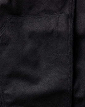 material shot of the double knee detail on The Good Acre Chore Pant in Black Canvas, Bottoms by Taylor Stitch