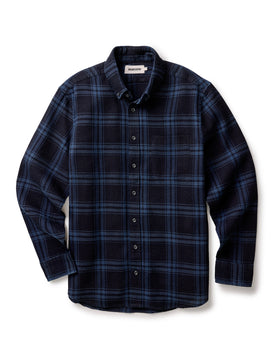 flatlay of The Jack in Deep Indigo Plaid Waffle, Wovens by Taylor Stitch
