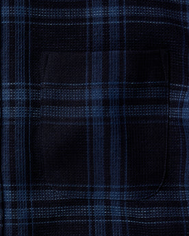 material shot of the pocket on The Jack in Deep Indigo Plaid Waffle, Wovens by Taylor Stitch