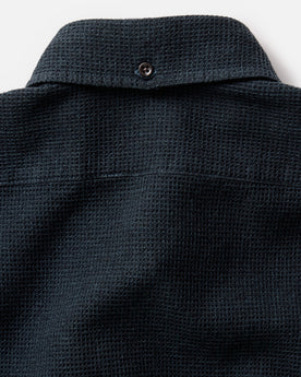 editorial image of the back of The Jack in Forest Waffle, Wovens by Taylor Stitch