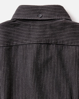 material shot of the back collar on The Jack in Roped Black Indigo, Wovens by Taylor Stitch