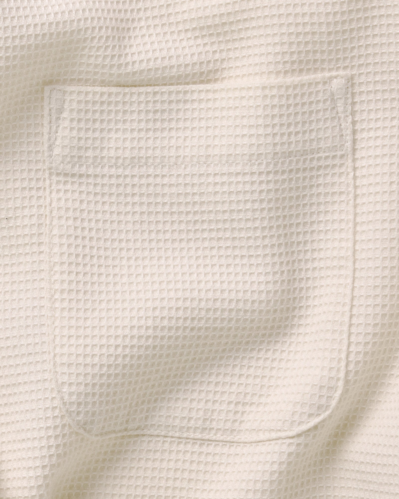 material shot of the pocket on The Jack in Vintage White Waffle, Wovens by Taylor Stitch