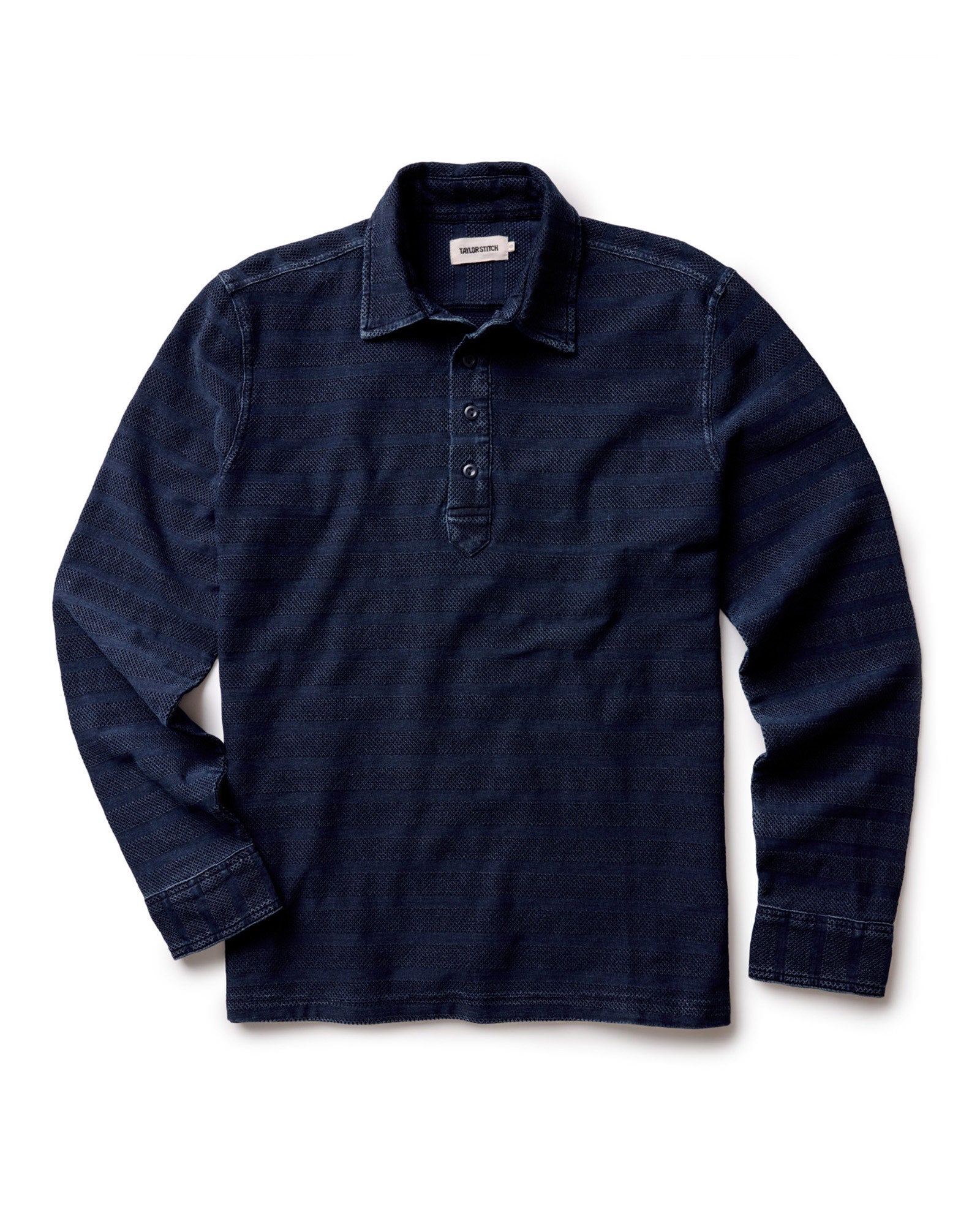 The Long Sleeve Polo in Indigo Knit Stripe: Featured Image, Knits by Taylor Stitch