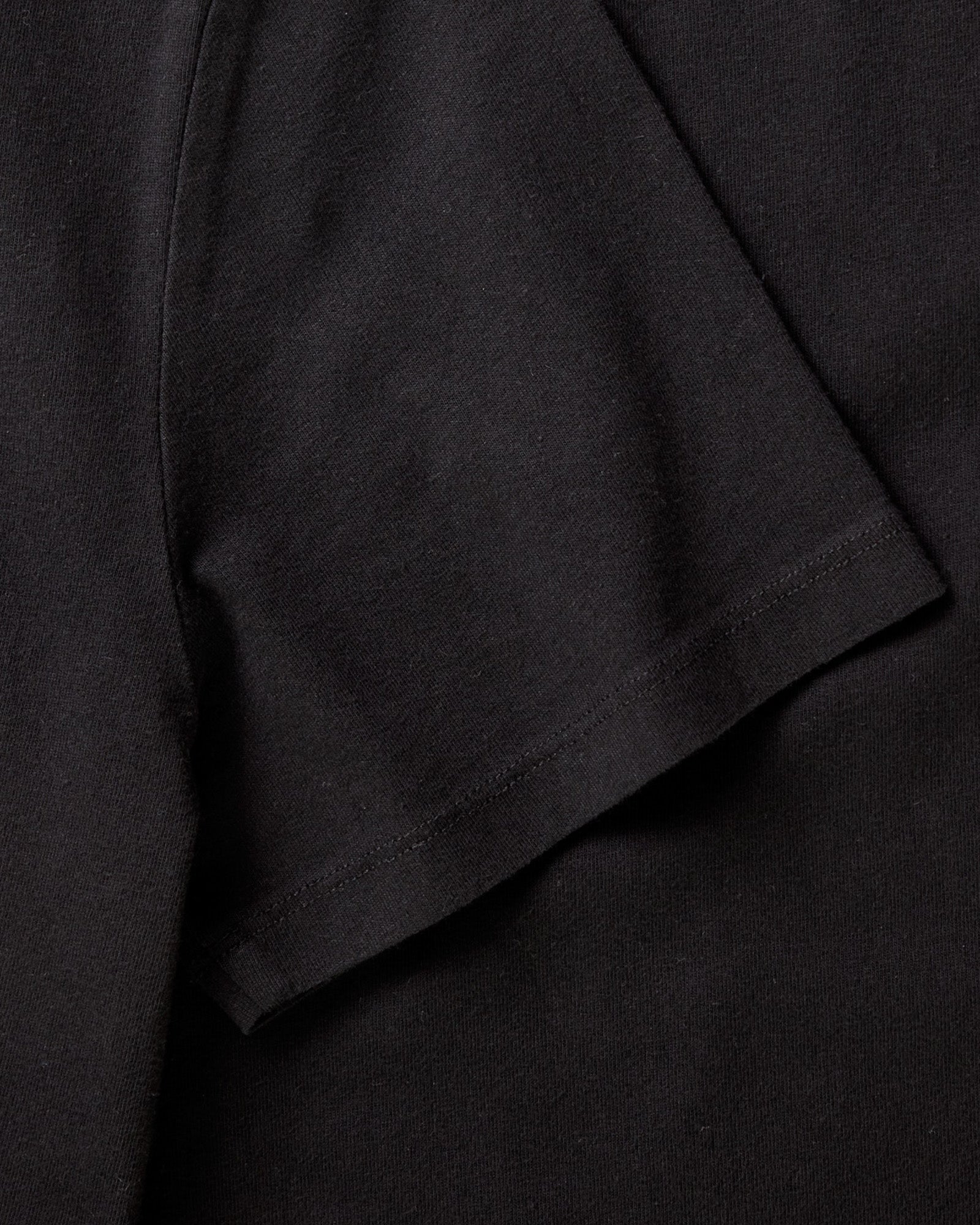 material shot of the sleeves on The Organic Cotton Tee in Black, Knits by Taylor Stitch
