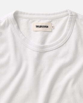 material shot of the collar on The Organic Cotton Tee in White, Knits by Taylor Stitch