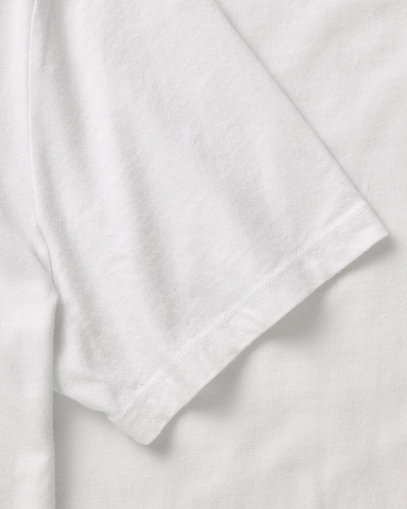 material shot of the sleeves on The Organic Cotton Tee in White, Knits by Taylor Stitch