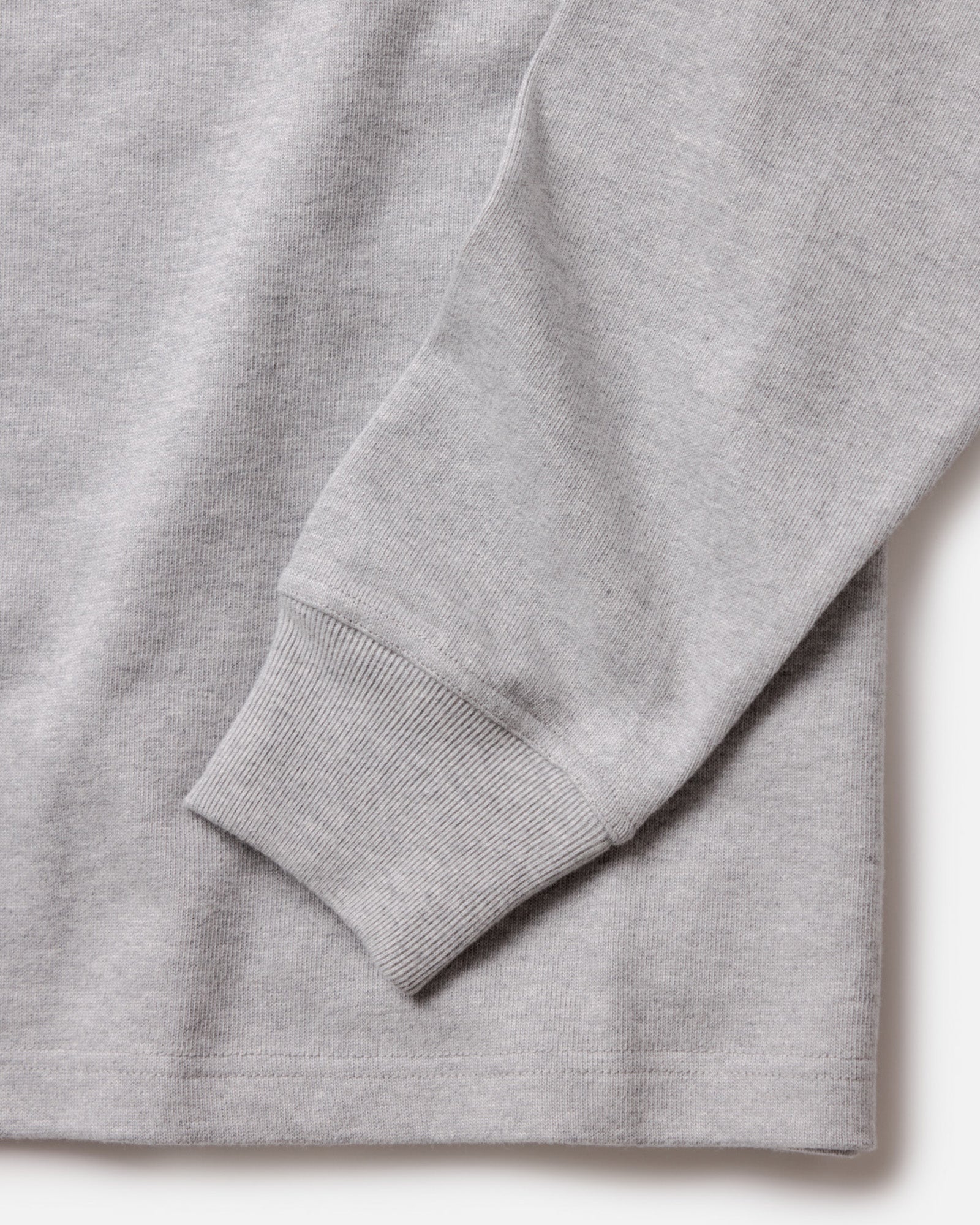 material shot of the cuff on The Rugby Shirt in Heather Grey, Knits by Taylor Stitch