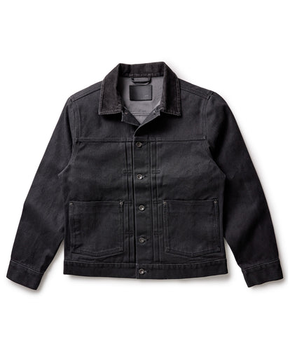 flatlay of The Ryder Jacket in Coal Chipped Canvas