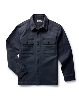 flatlay of The Shop Shirt in Navy Chipped Canvas, Wovens by Taylor Stitch