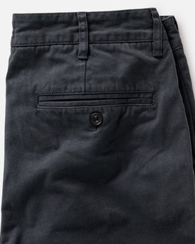 material shot of the back pocket on The Slim Foundation Pant in Organic Navy, Bottoms by Taylor Stitch