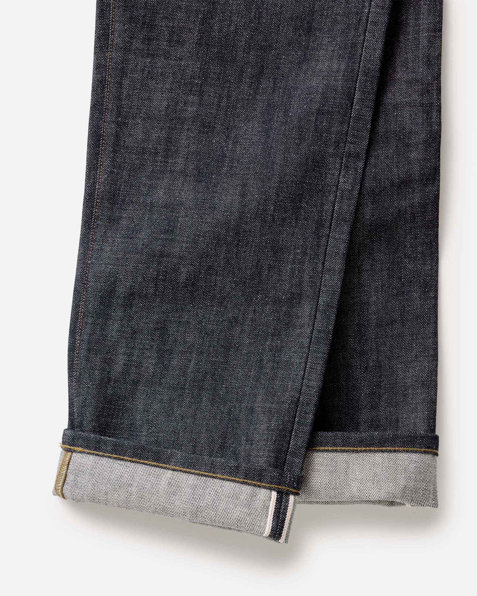 material shot of the cuffs on The Straight Jean in Rigid Organic Selvedge, Bottoms by Taylor Stitch