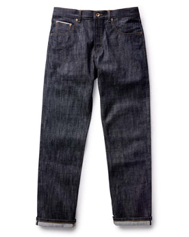 flatlay of The Straight Jean in Rigid Organic Selvedge, Bottoms by Taylor Stitch