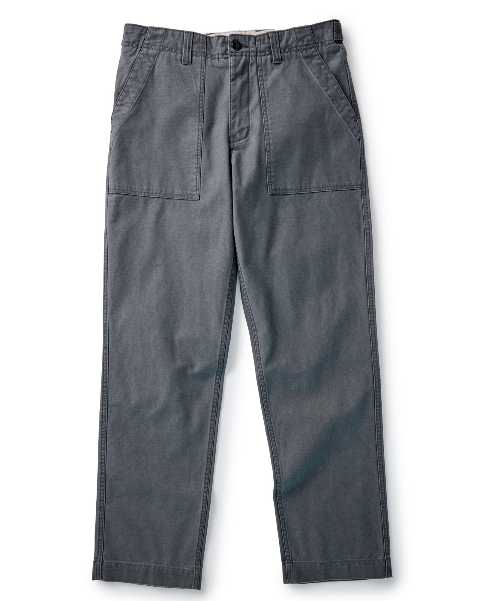 flatlay of The Surplus Pant in Faded Black Reverse Sateen, Bottoms by Taylor Stitch