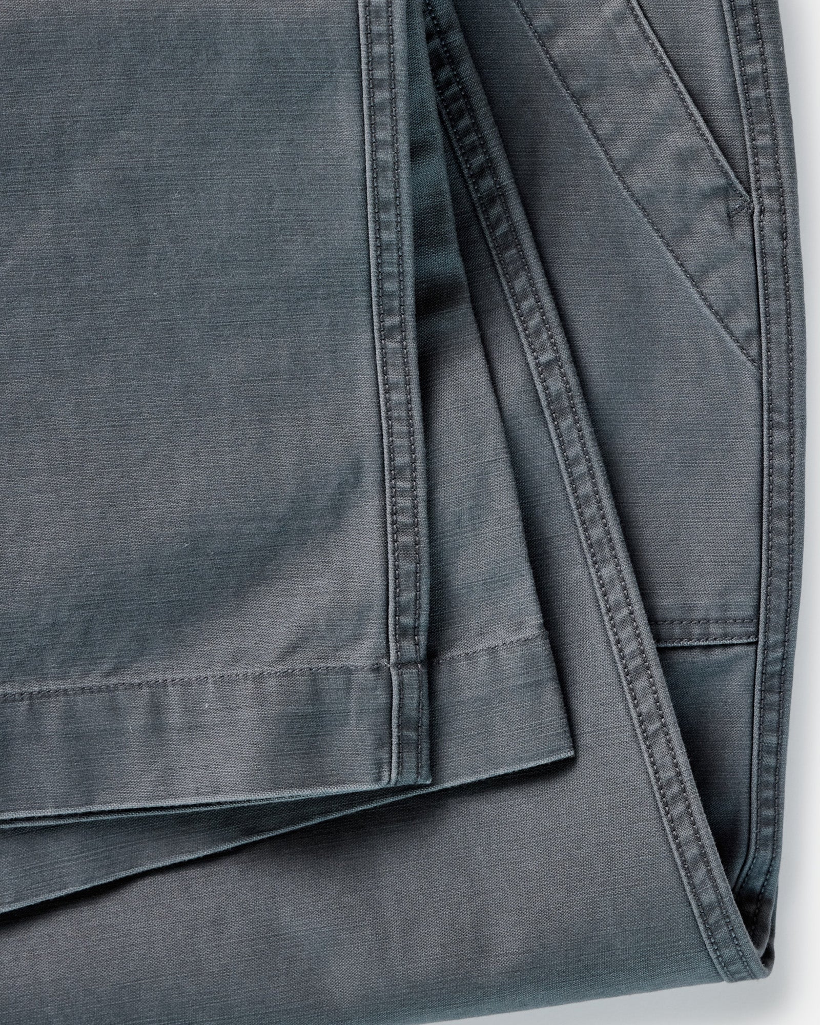 material shot of the cuff on The Surplus Pant in Faded Black Reverse Sateen, Bottoms by Taylor Stitch