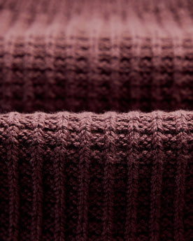 material shot of the fabric on The Waffle Sock in Burgundy, Accessories by Taylor Stitch