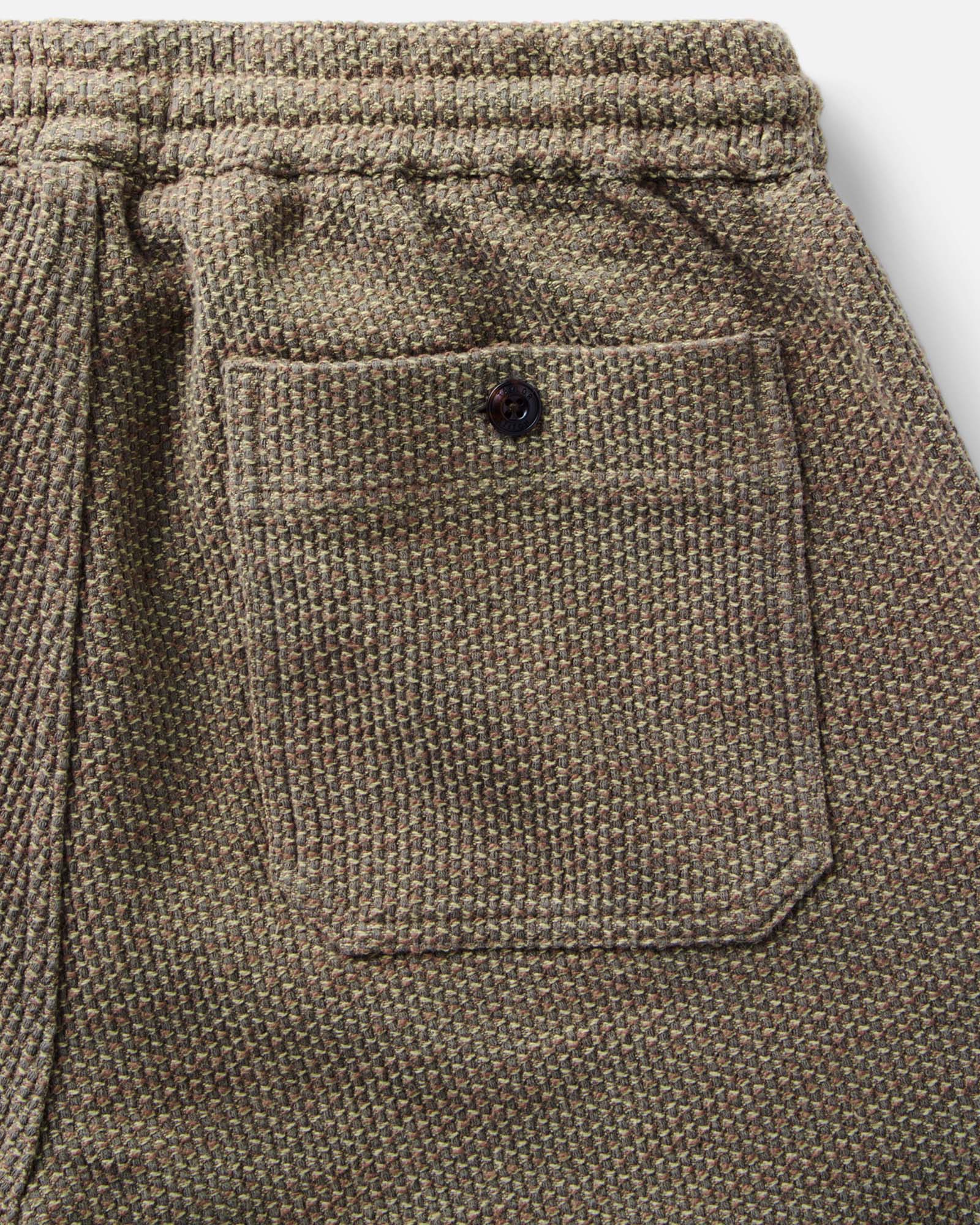 material shot of the back pocket on The Breakwater Pant in Cypress Sashiko, Bottoms by Taylor Stitch