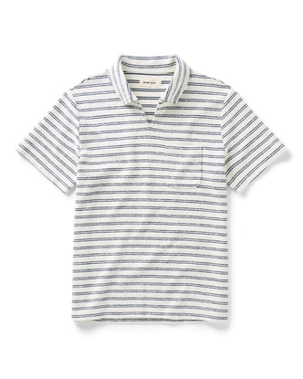 flatlay of The Meridian Polo in Marine Stripe