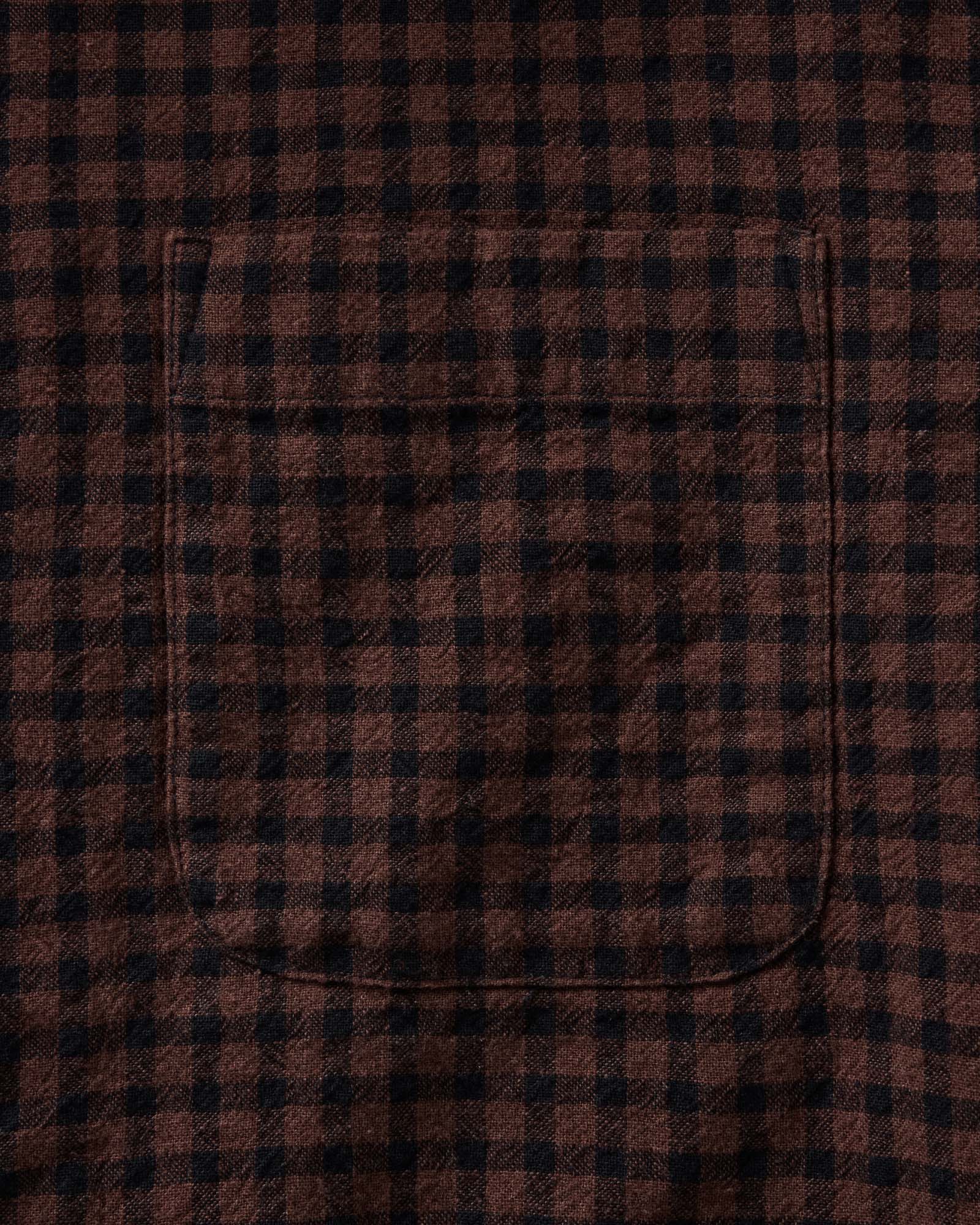 material shot of the pocket on The California Shirt in Black Cherry Gingham, Wovens by Taylor Stitch