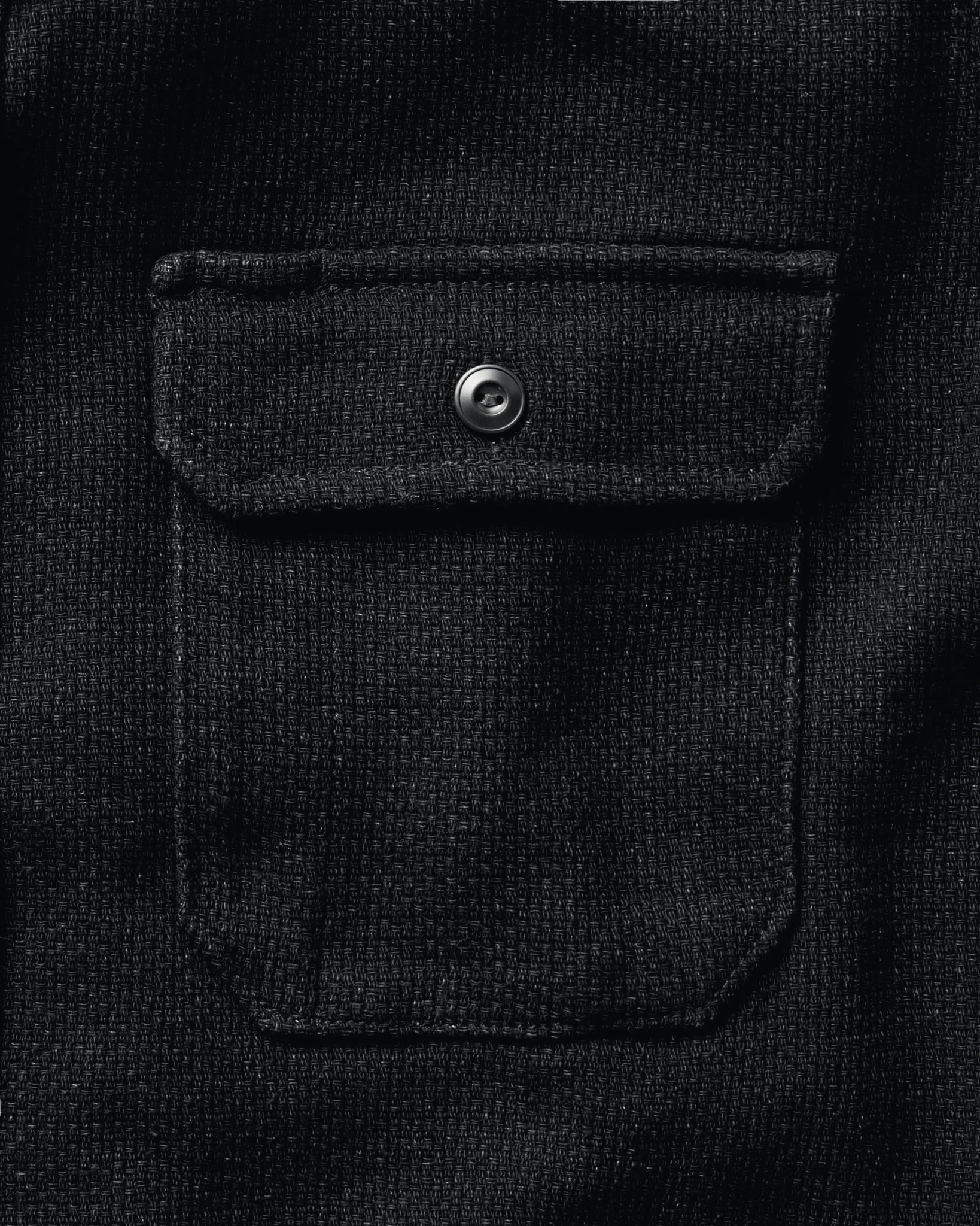 material shot of the pocket on The Division Shirt in Black Indigo, Wovens by Taylor Stitch