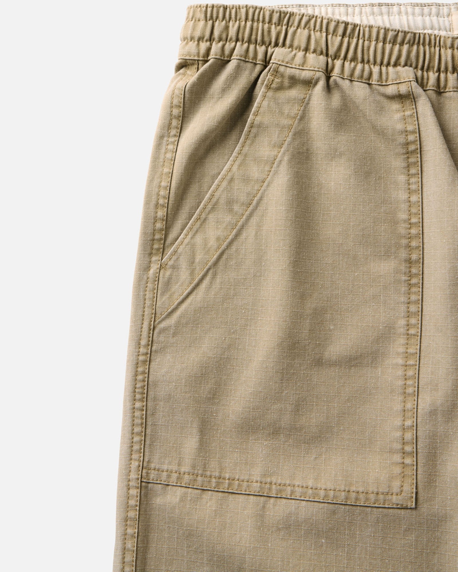 material shot of the pocket on The Breakwater Pant in Field Khaki Ripstop, Bottoms by Taylor Stitch