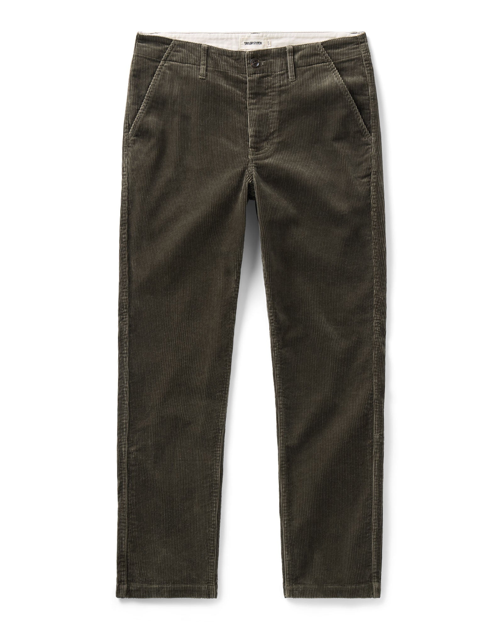 flatlay of The Carnegie Pant in Smoked Olive Corduroy, Bottoms by Taylor Stitch