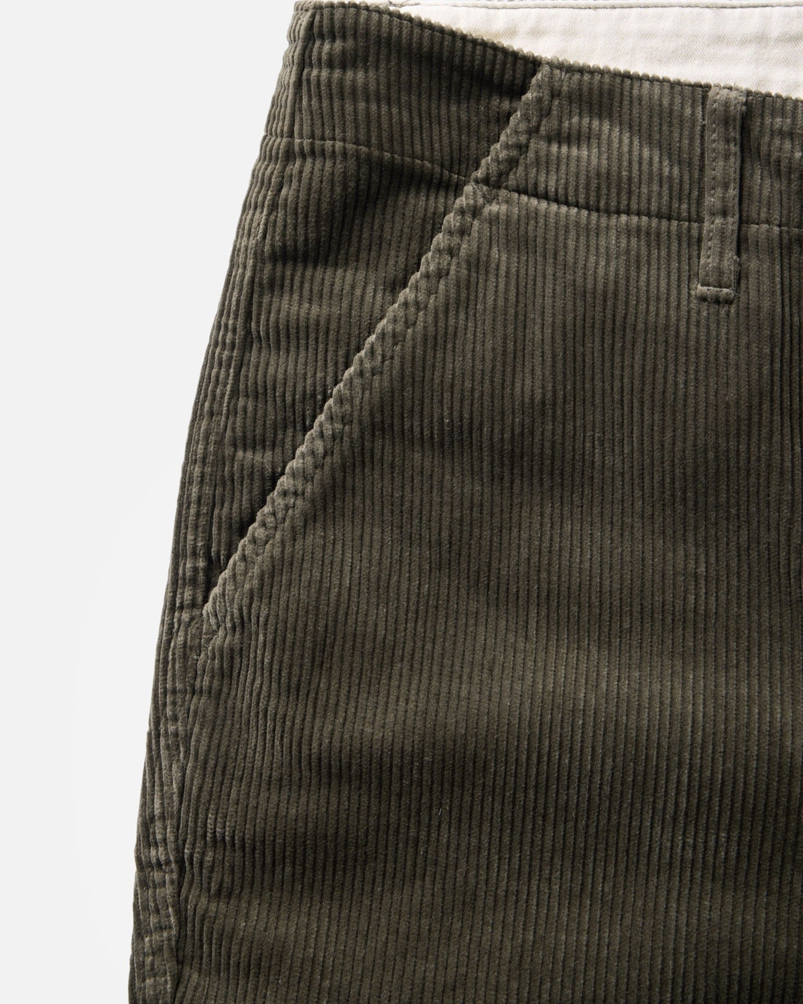 material shot of the pocket on The Carnegie Pant in Smoked Olive Corduroy, Bottoms by Taylor Stitch