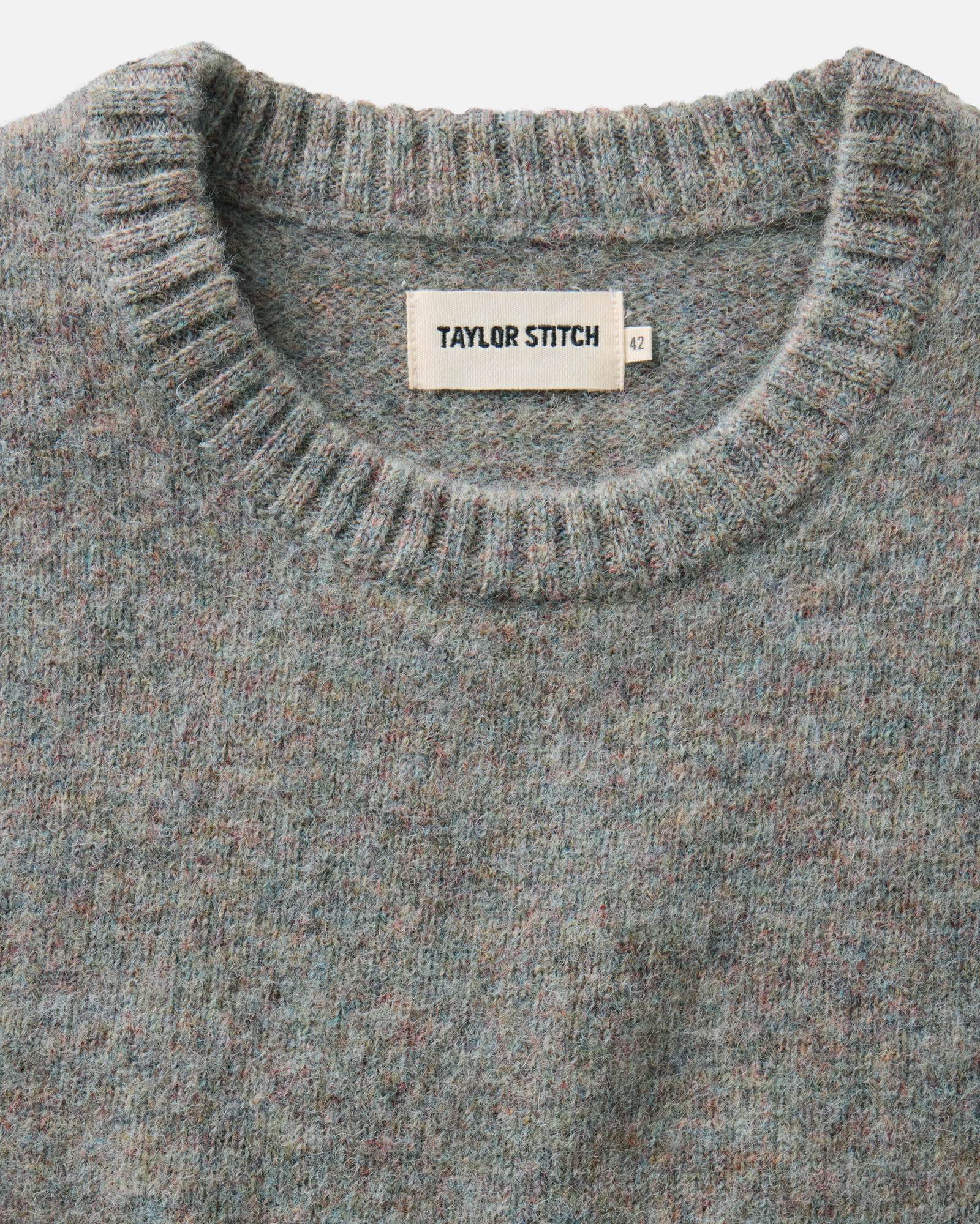 material shot of the collar on The Eastmoor Sweater in Glen Wool, Knits by Taylor Stitch