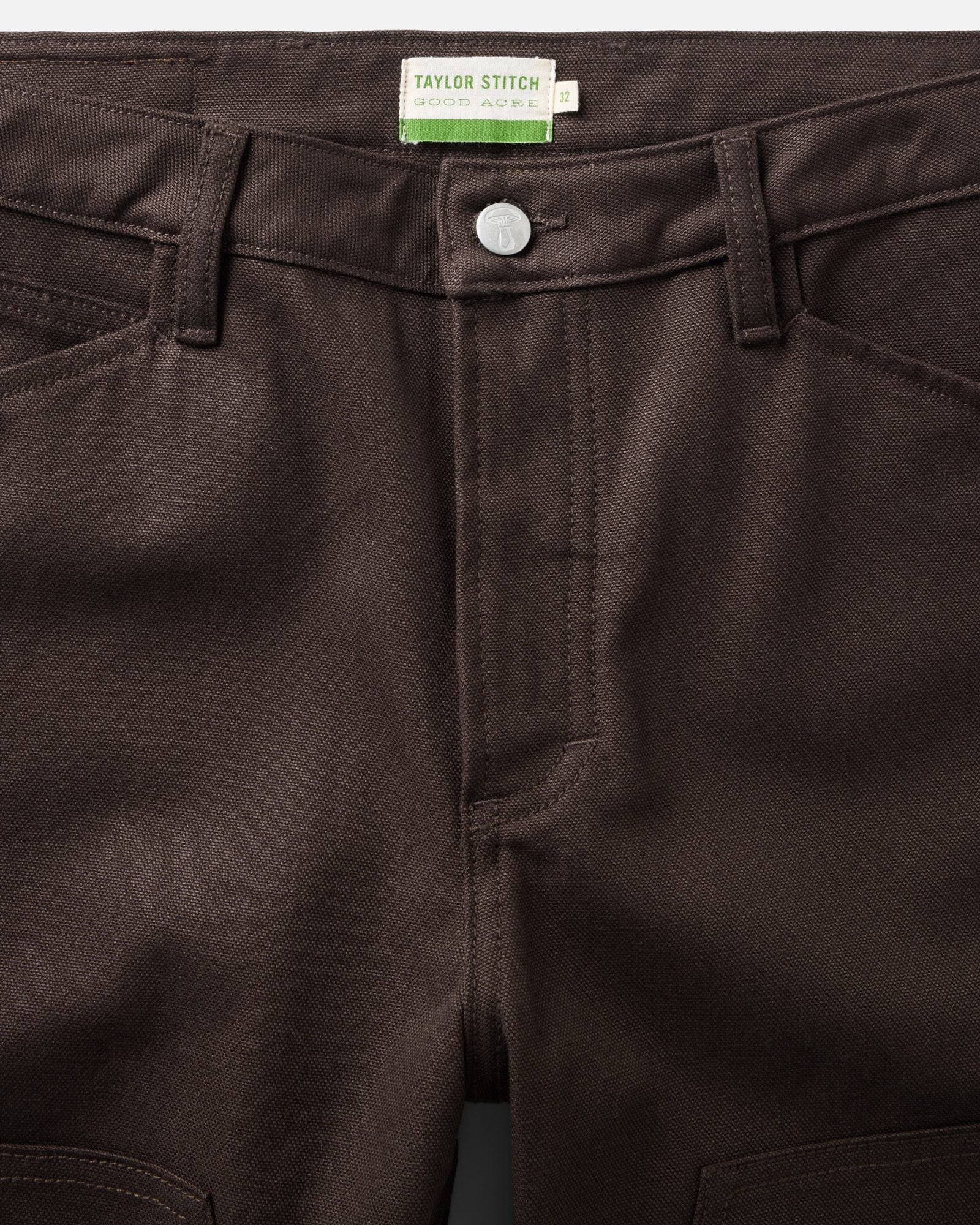 material shot of the waistband on The Good Acre Chore Pant in Coffee Canvas, Bottoms by Taylor Stitch