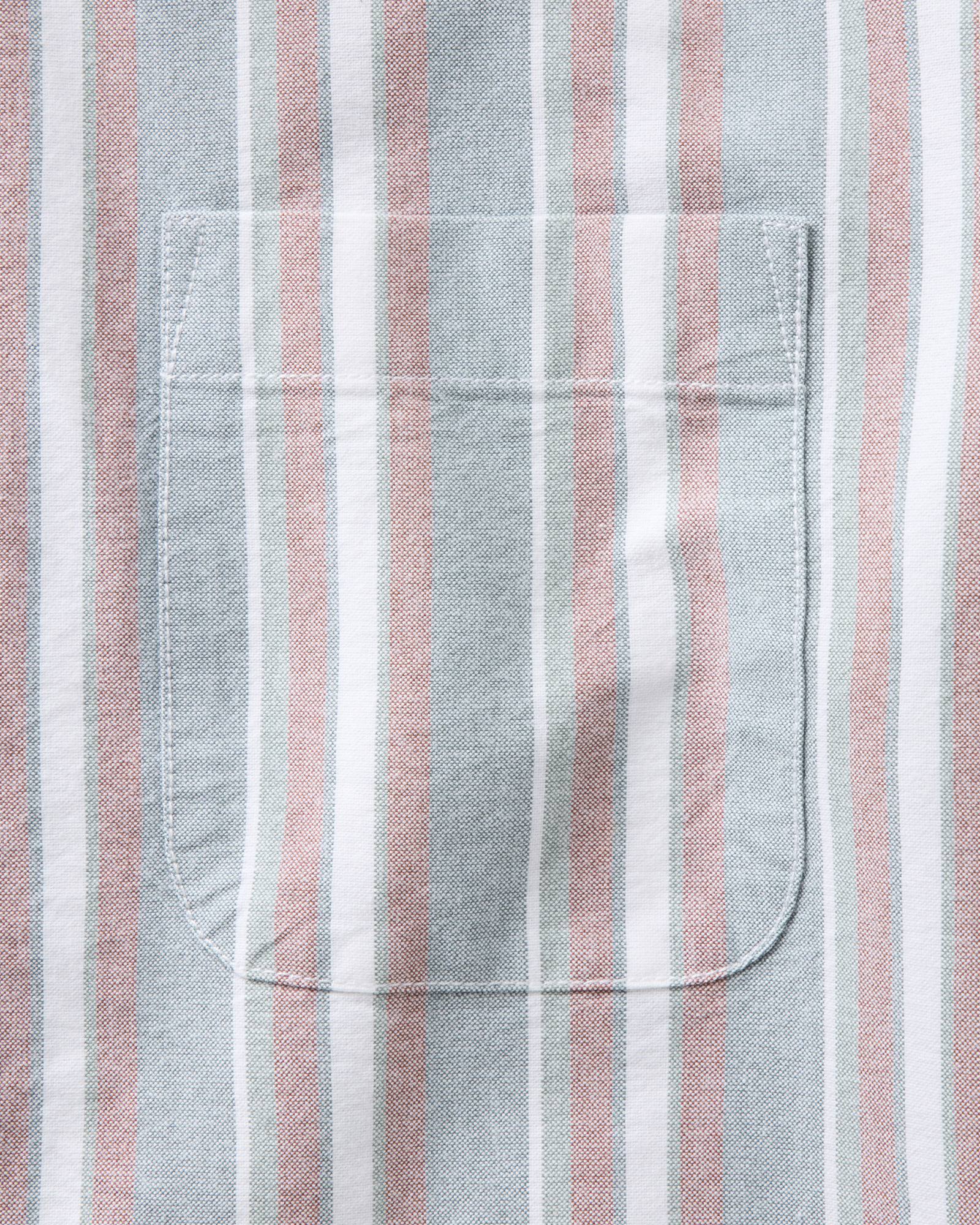 material shot of the pocket on The Jack in Daybreak Stripe Oxford, Wovens by Taylor Stitch