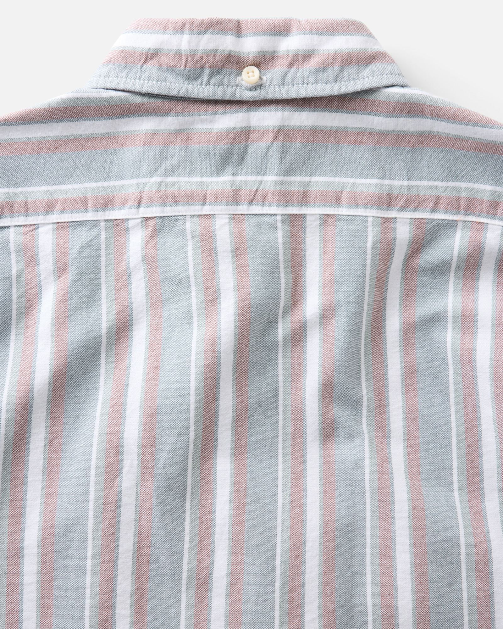 material shot of the back collar on The Jack in Daybreak Stripe Oxford, Wovens by Taylor Stitch