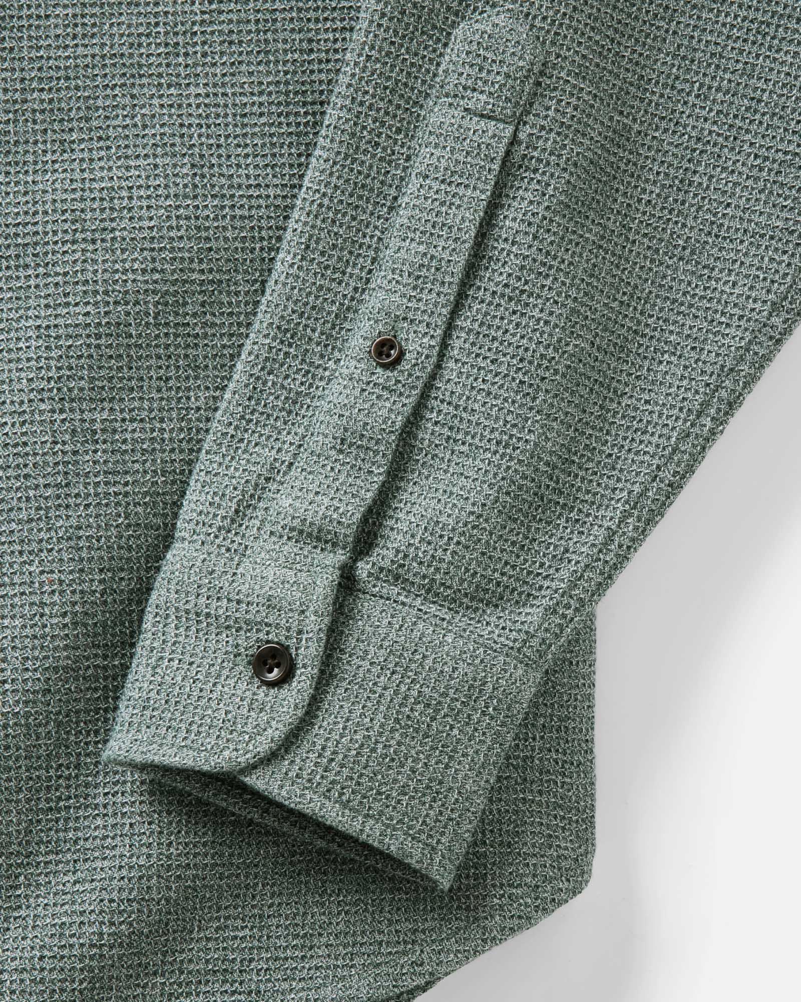 material shot of the sleeve on The Jack in Pine Twist Waffle, Wovens by Taylor Stitch