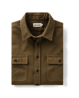 folded flatlay of The Ledge Shirt in Bay Leaf Twill