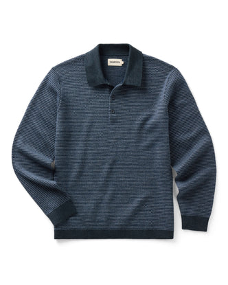 flatlay of The Newton Sweater Polo in Navy Birdseye Merino