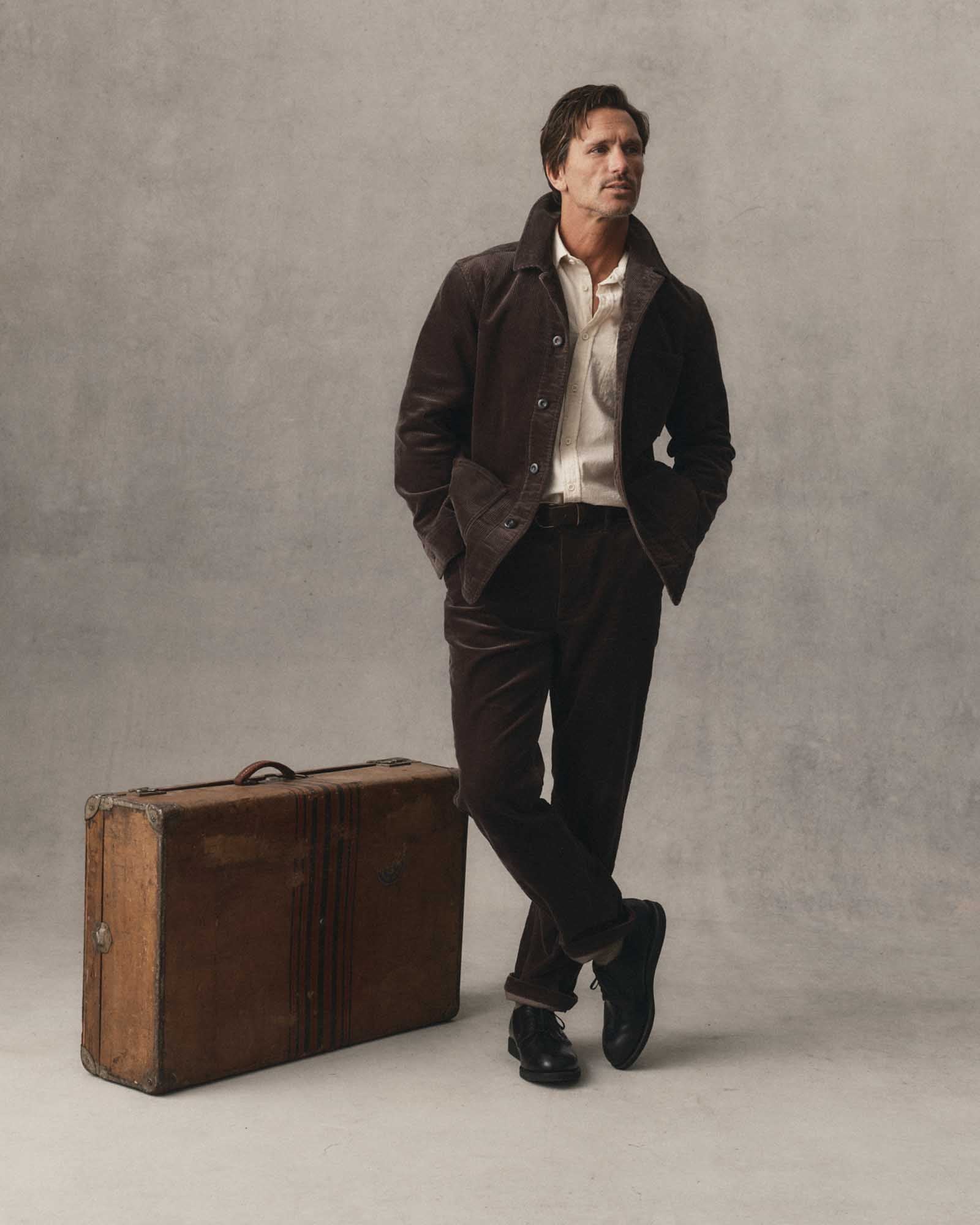 fit model wearing The Ojai Jacket in Soil Corduroy, Outerwear by Taylor Stitch
