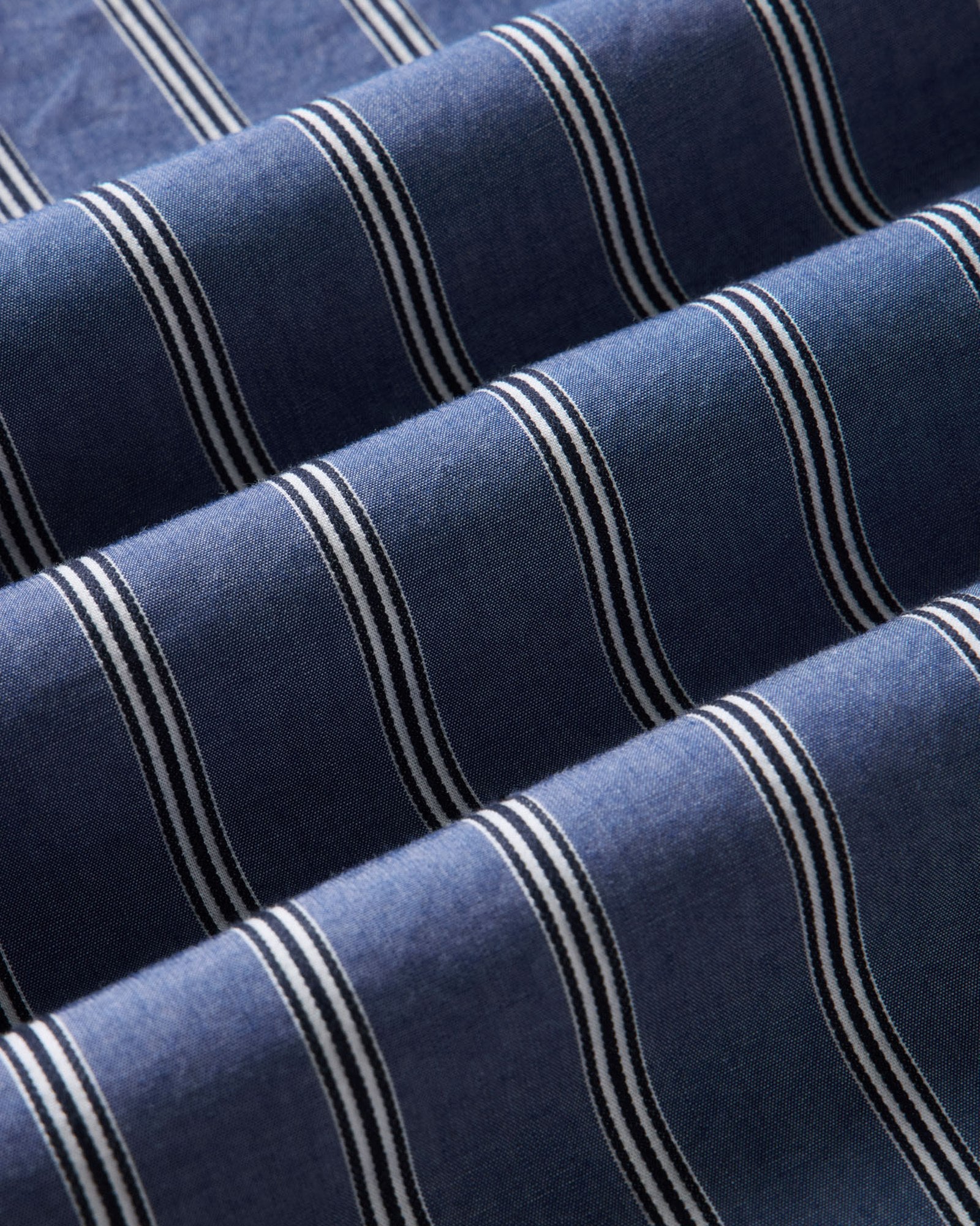 material shot of the fabric on The Quincy Shirt in Bay Stripe, Wovens by Taylor Stitch