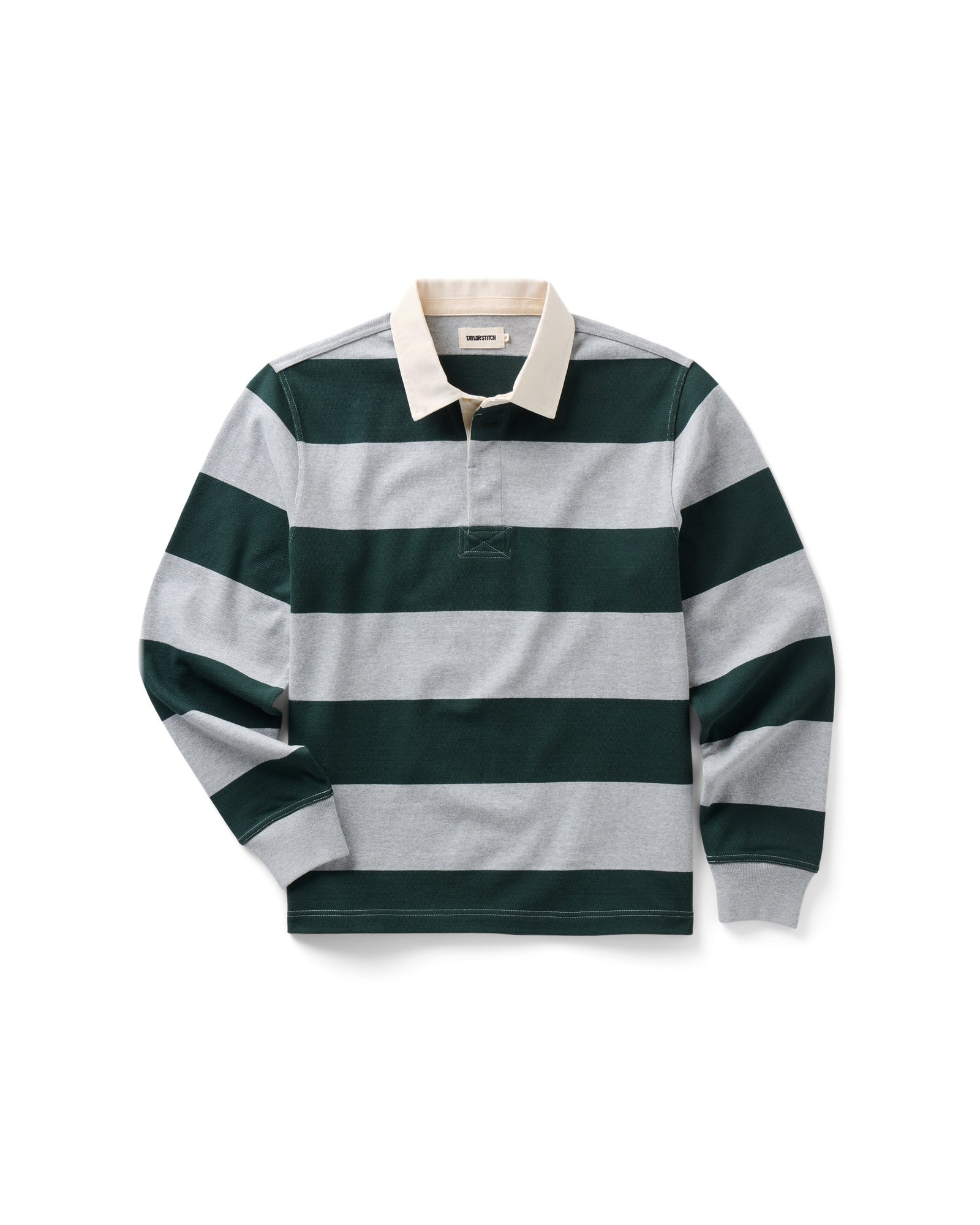 flatlay of The Rugby Shirt in Dark Forest Stripe, Knits by Taylor Stitch