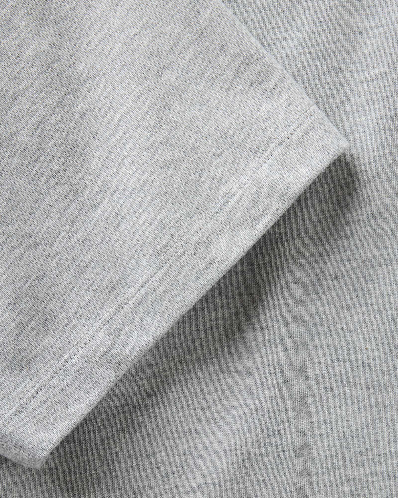 material shot of the sleeve on The Organic Cotton Shop Tee in Heather Grey, Knits by Taylor Stitch
