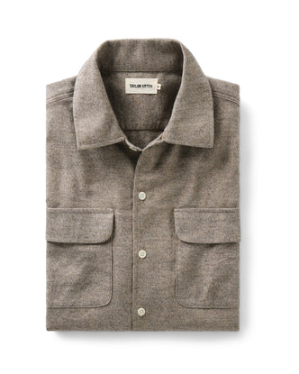 folded flatlay of The Shore Shirt in Driftwood Portuguese Mouline Flannel