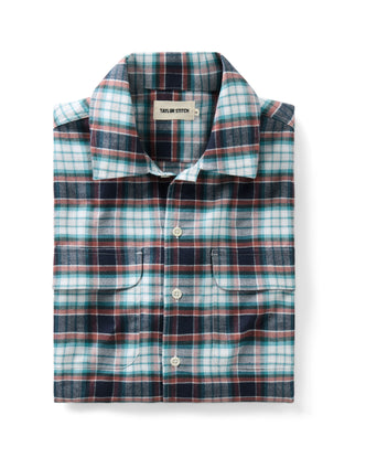 folded flatlay of The Shore Shirt in Harbor Check Portuguese Flannel
