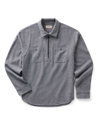 flatlay of The Tiller Half Zip in Greyscale Hemp Jaspe