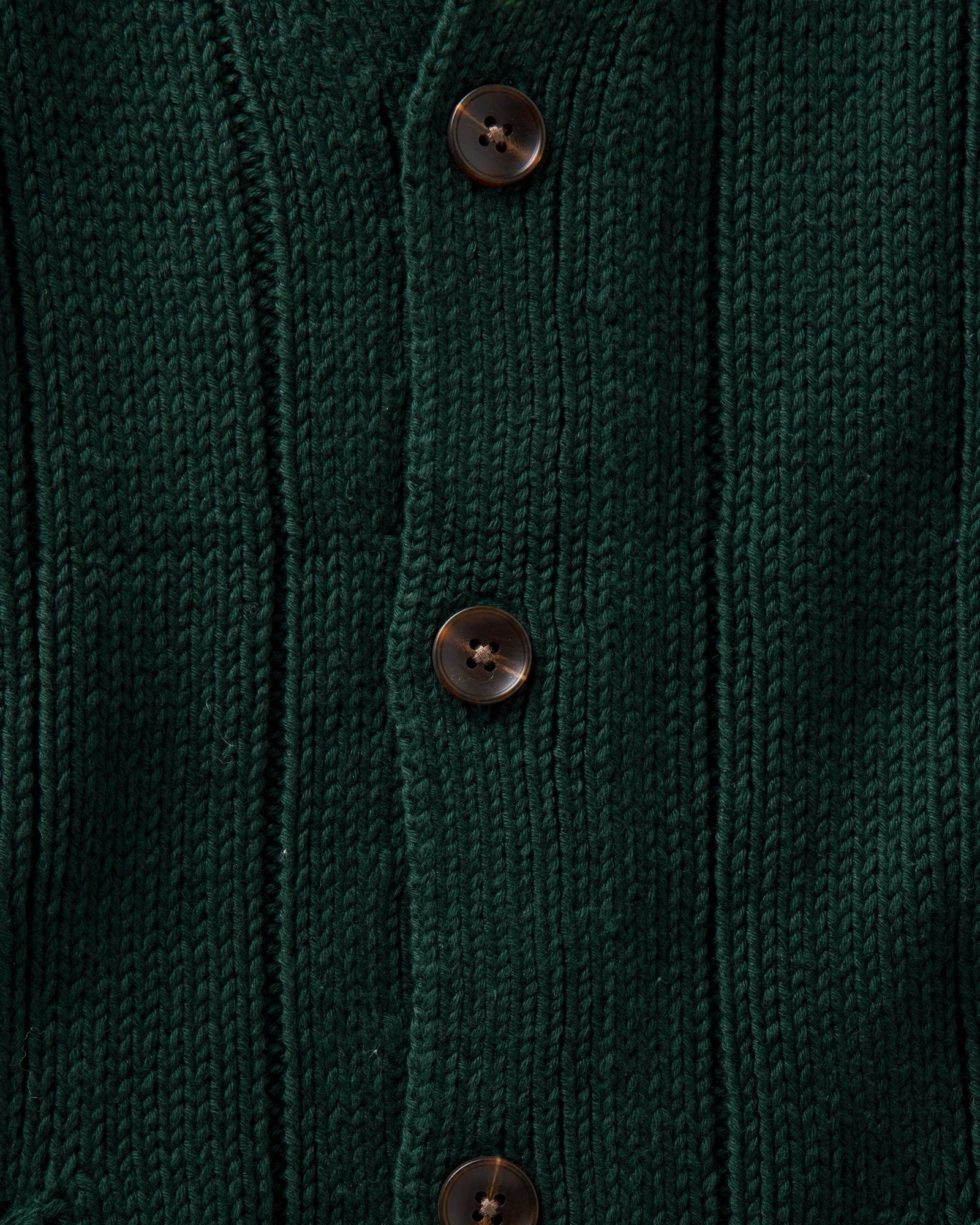 material shot of the buttons on The Trench Cardigan in Dark Forest Rib Linen, Knits by Taylor Stitch