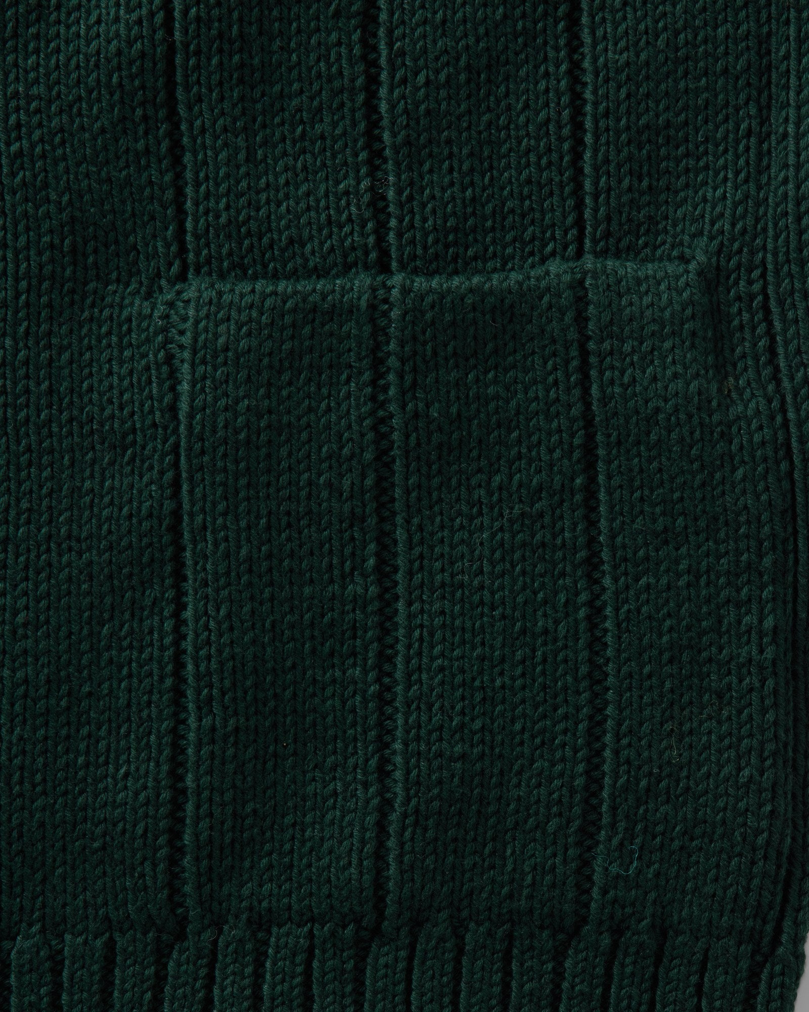 material shot of the pocket on The Trench Cardigan in Dark Forest Rib Linen, Knits by Taylor Stitch