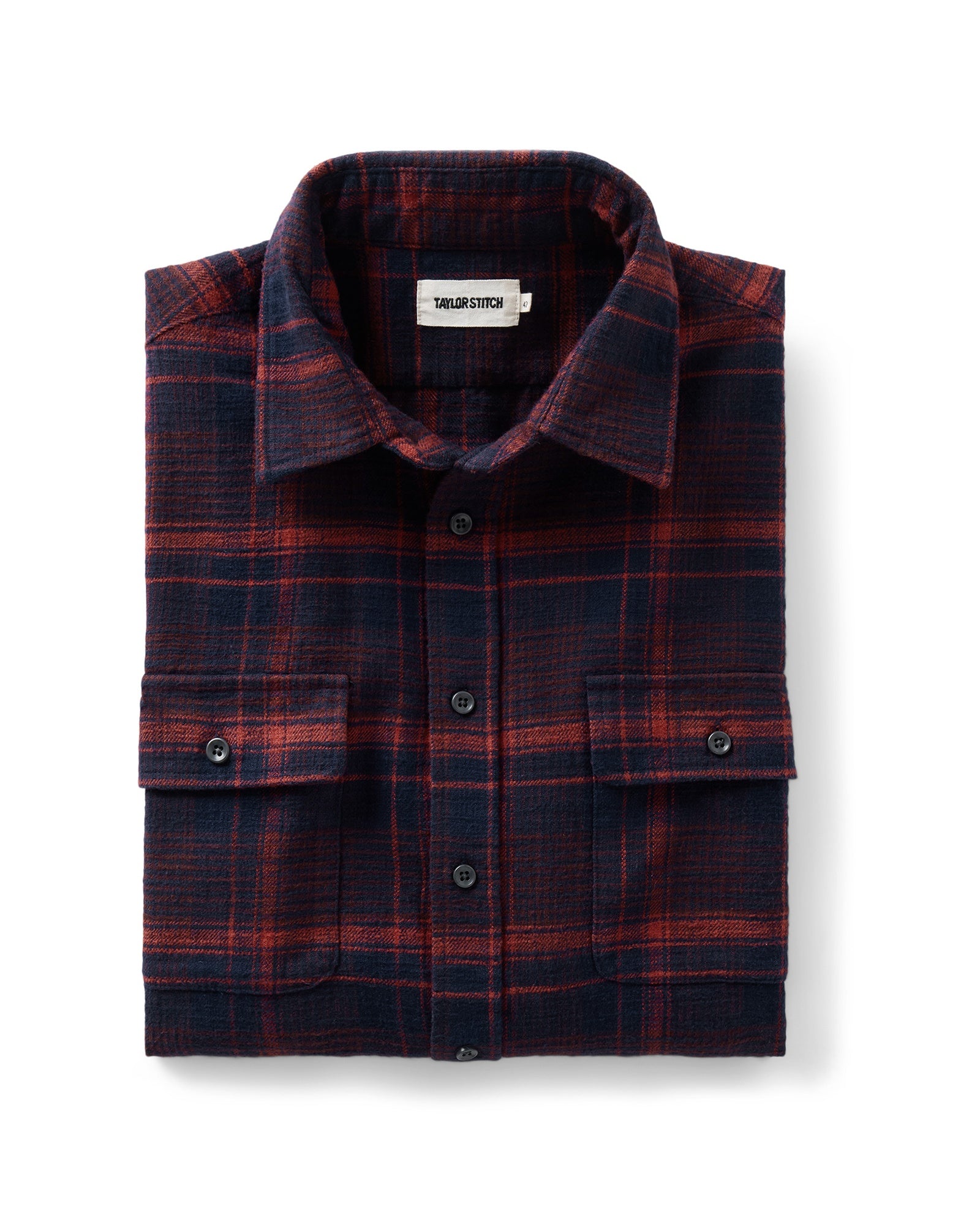 folded flatlay of The Yosemite Shirt in Delaware Plaid, Wovens by Taylor Stitch