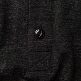 material shot of the buttons on The Merino Henley in Heather Black